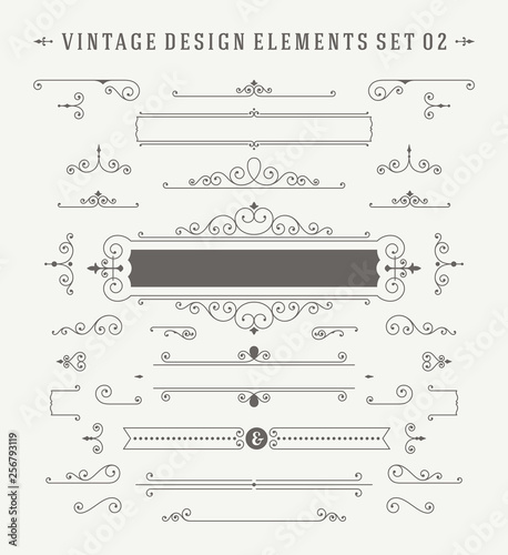 Vintage ornaments decorations vector design elements set.