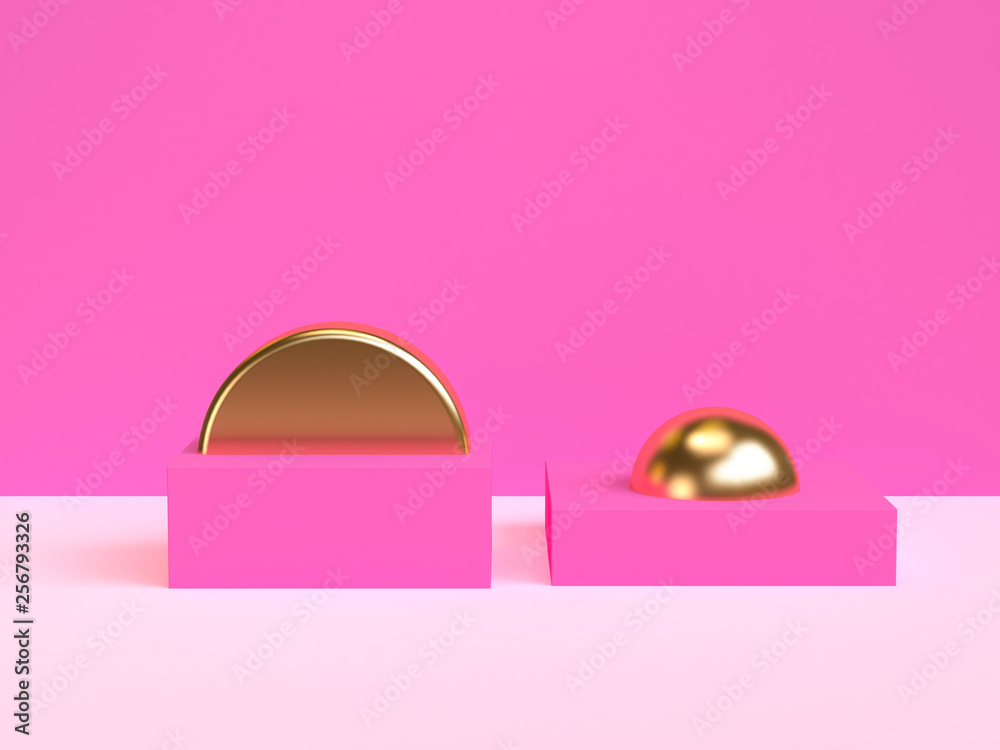 Gold geometrical abstract pink background, 3D render. Gold geometrical abstract pink background, 3D render.