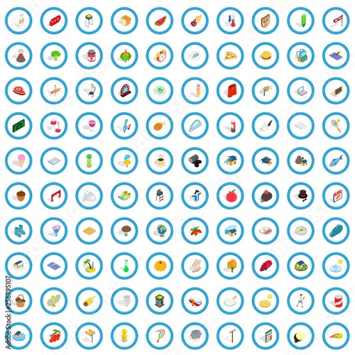 100 life icons set in isometric 3d style for any design vector illustration