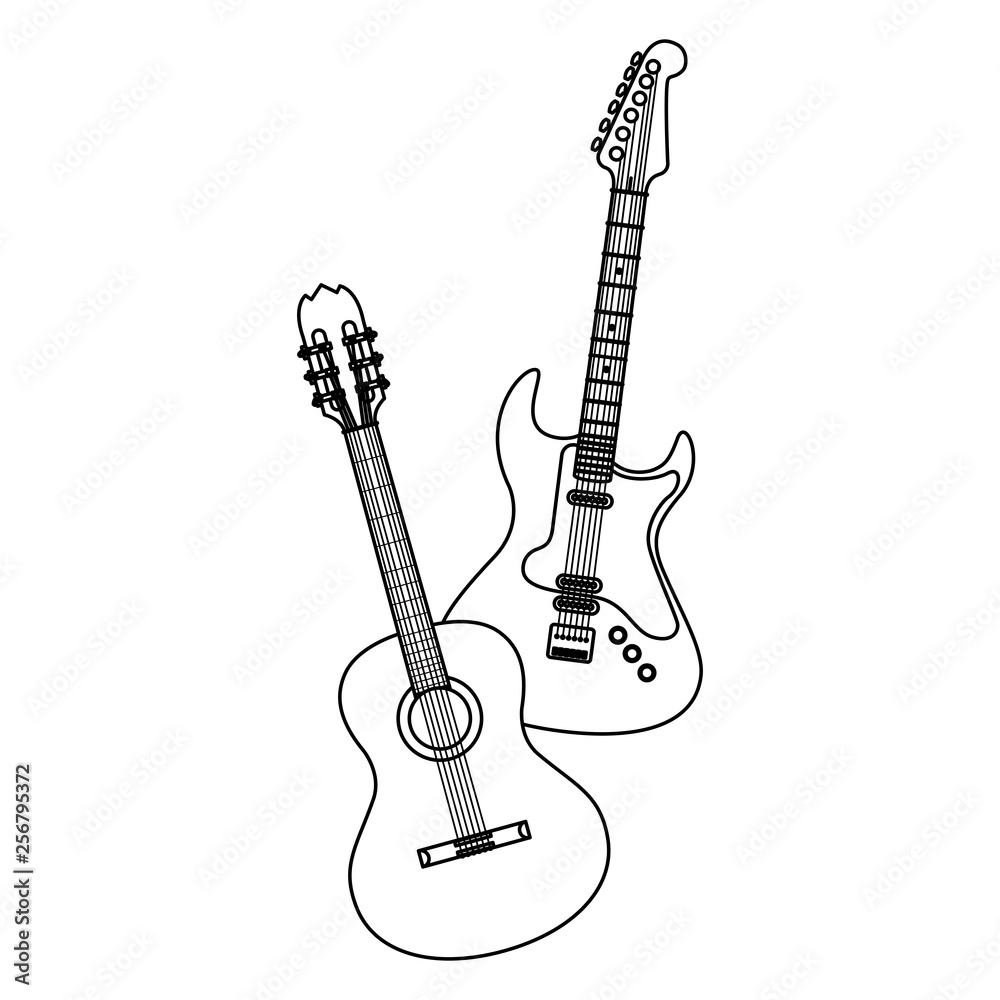 Obraz premium guitar electric and acoustic instruments