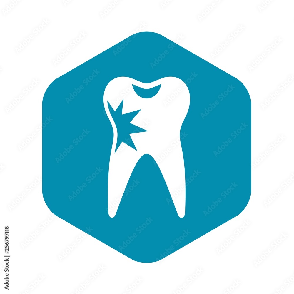 Obraz premium Cracked tooth icon in simple style isolated vector illustration