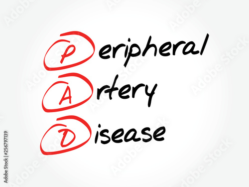PAD - Peripheral Artery Disease acronym, health concept background