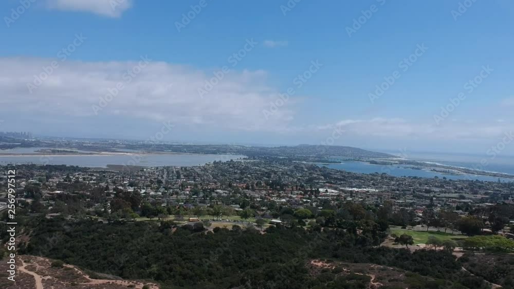 Drone video of Kate Sessions park, bay and Pacific Ocean. Drone video of Kate Sessions park, bay and Pacific Ocean.