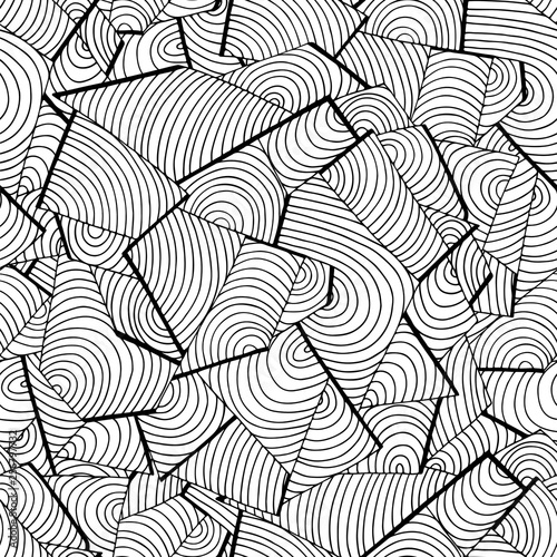 Black and white wave pattern, geometric background, seamless vector