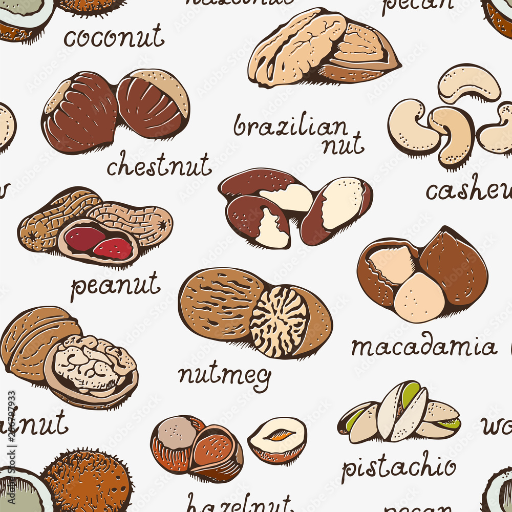 Colorful seamless nuts pattern Colorful seamless nuts pattern