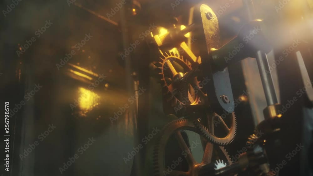 Working clockwork within a large street clock Working clockwork within a large street clock
