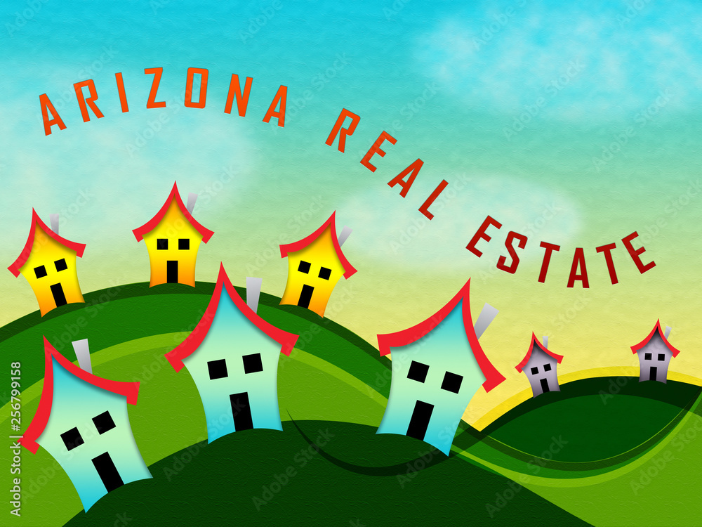 Arizona Real Estate Homes Show Southwestern Property In The Usa 3d Illustration Arizona Real Estate Homes Show Southwestern Property In The Usa 3d Illustration