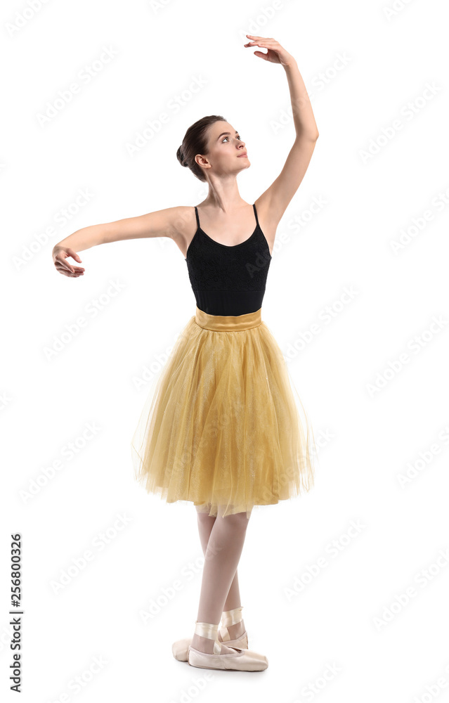 Beautiful young ballerina on white background Beautiful young ballerina on white background