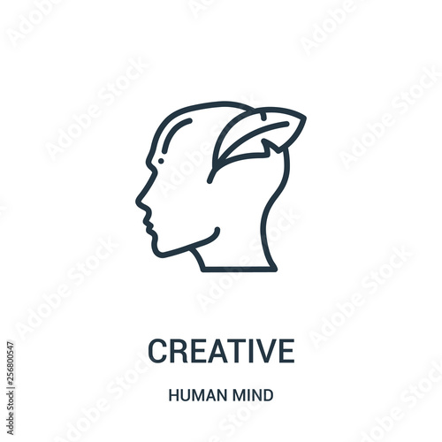 creative icon vector from human mind collection. Thin line creative outline icon vector illustration. Linear symbol for use on web and mobile apps, logo, print media.