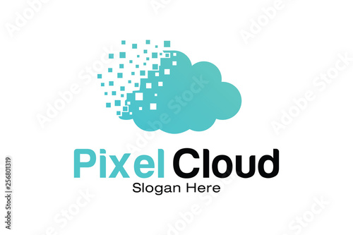 Pixel Cloud Logo Design Template