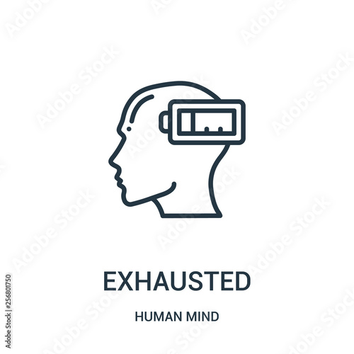 exhausted icon vector from human mind collection. Thin line exhausted outline icon vector illustration. Linear symbol for use on web and mobile apps, logo, print media.