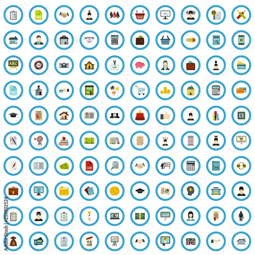 100 loan guidance icons set in flat style for any design vector illustration