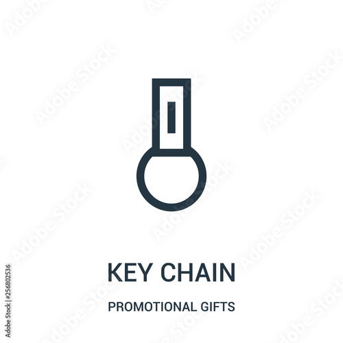 key chain icon vector from promotional gifts collection. Thin line key chain outline icon vector illustration. Linear symbol for use on web and mobile apps, logo, print media.