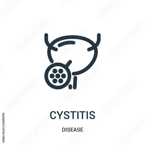 cystitis icon vector from disease collection. Thin line cystitis outline icon vector illustration. Linear symbol for use on web and mobile apps, logo, print media.