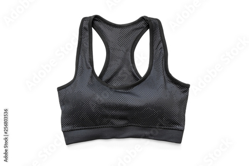 Obraz na plátně Sport Bra in Black Color Isolated on White Background with Clipping Path