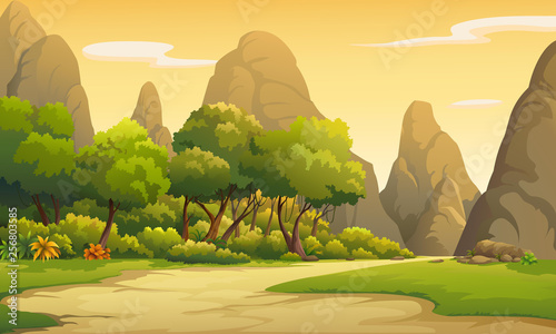 Nature illustrations at sunset