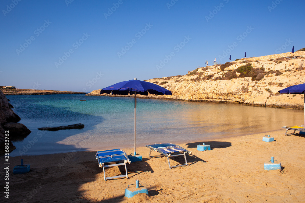 Fototapeta premium View of Cala Madonna beach in the summer season