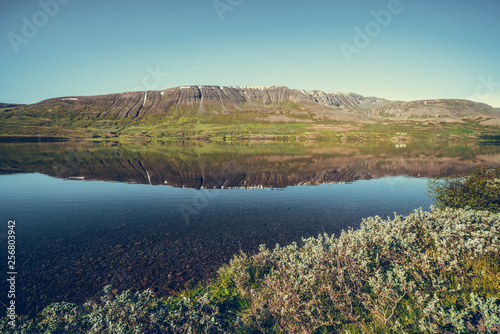 Lake Ljosavatn in North Iceland near Akureyri in summer day. photo
