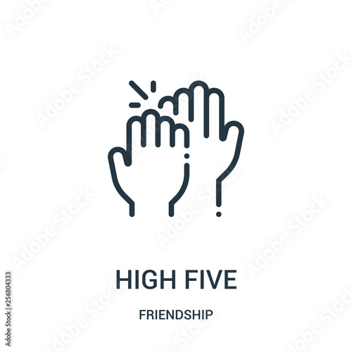 high five icon vector from friendship collection. Thin line high five outline icon vector illustration. Linear symbol for use on web and mobile apps, logo, print media.