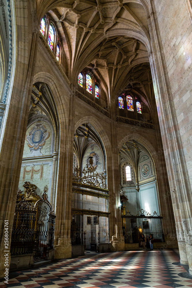 Sept 2018 - Segovia, Castilla y Leon, Spain - Segovia  Cathedral interiors. It was the last gothic style cathedral built in Spain, during the sixteenth century.