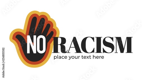 No racism isolated icon with dark skin palm