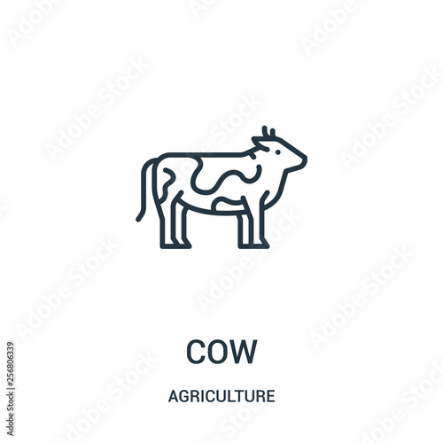 cow icon vector from agriculture collection. Thin line cow outline icon vector illustration. Linear symbol for use on web and mobile apps, logo, print media.