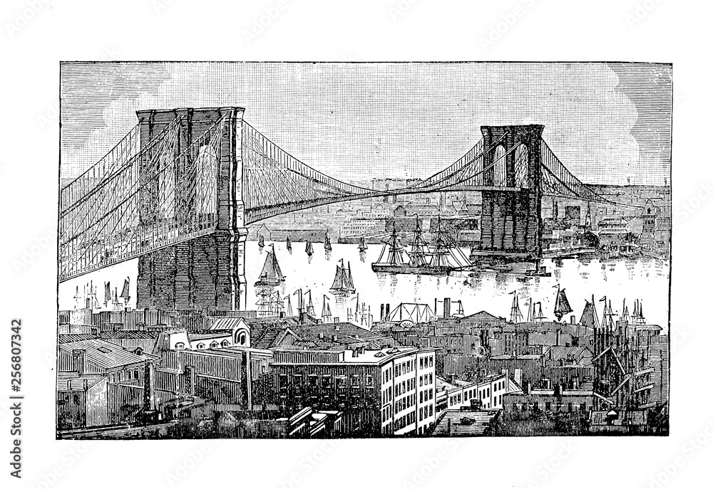 Fototapeta premium New York city. Engraving illustration