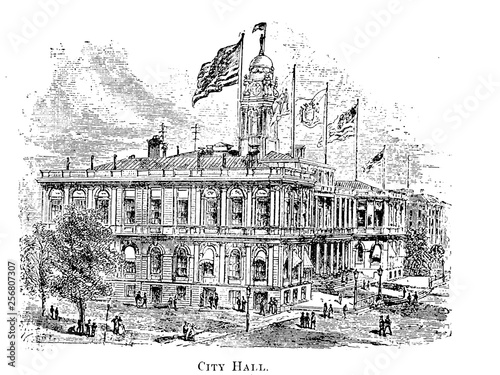 New York city. Engraving illustration