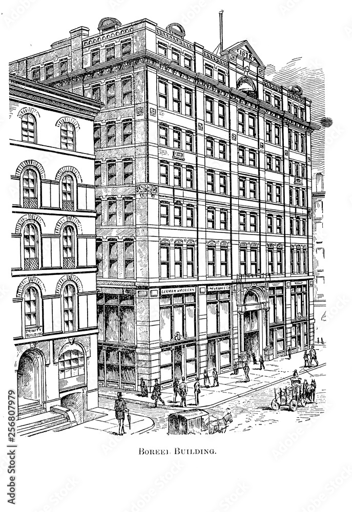 Fototapeta premium New York city. Engraving illustration