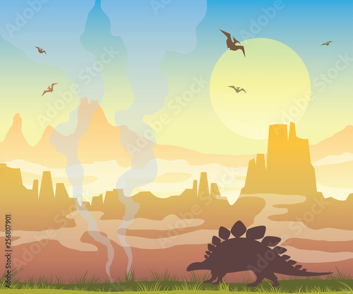 Dinosaurs and prehistoric nature.