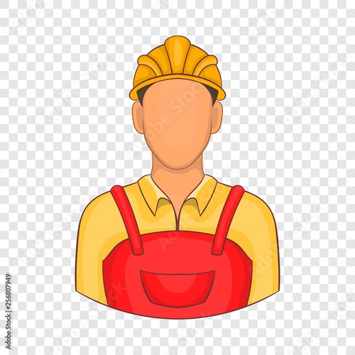 Builder icon in cartoon style on a background for any web design 