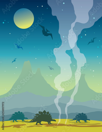 Dinosaurs and prehistoric nature.