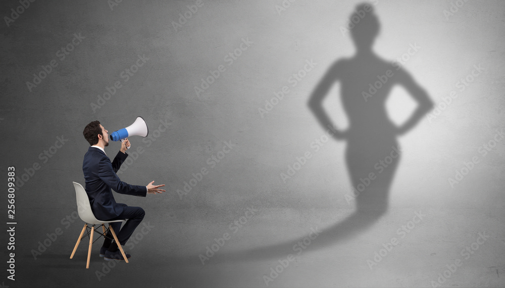 Rich businessman staying and offering stuffs to a pretty shadow woman
Rich businessman staying and offering stuffs to a pretty shadow woman