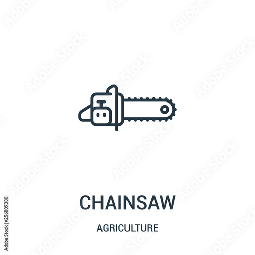 chainsaw icon vector from agriculture collection. Thin line chainsaw outline icon vector illustration. Linear symbol for use on web and mobile apps, logo, print media.