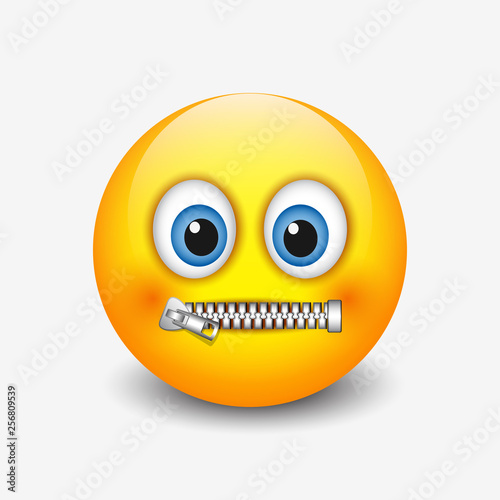 Zipped mouth smiley, emoticon, emoji