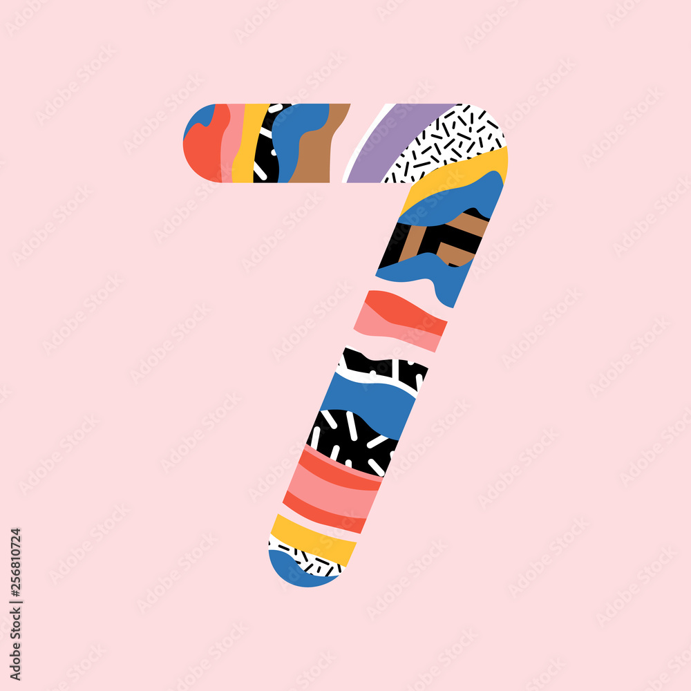 Obraz premium Number seven vector font alphabet. 7. 