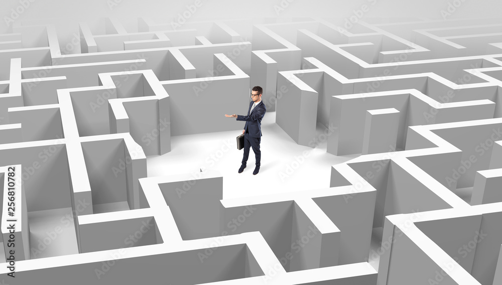 Young businessman standing in a middle of a 3D maze
Young businessman standing in a middle of a 3D maze