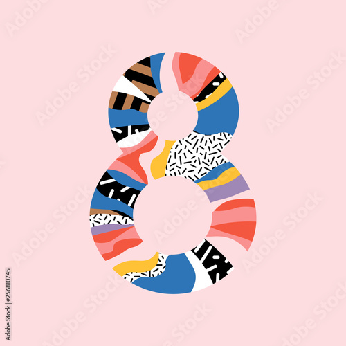 Number eight vector font alphabet.  8.