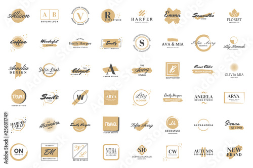 Feminine Vintage Retro Vector Logo for banner