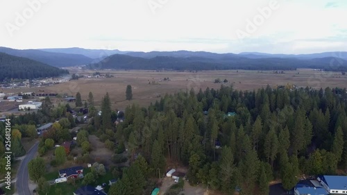 Drone Flying Over Mountain Community in Northern California photo