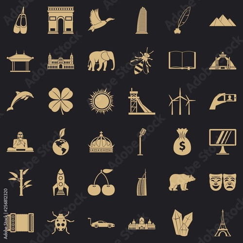 Around the world icons set. Simple style of 36 around the world vector icons for web for any design