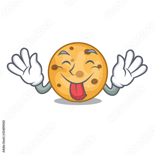 Tongue out oat cookie isolated with the cartoon