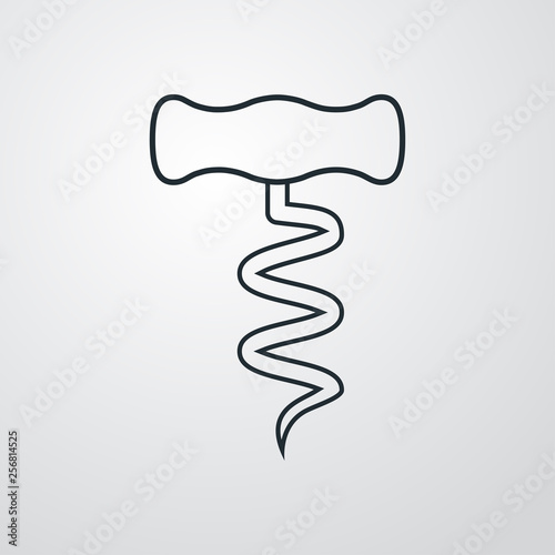 Icono plano lineal sacacorchos en fondo gris