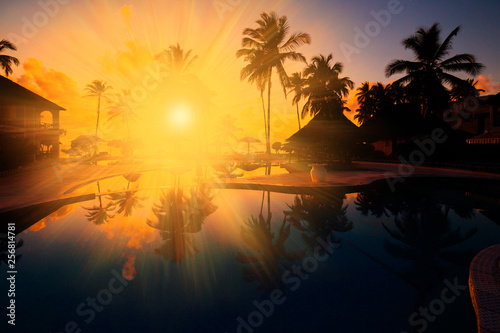 Maldives,  tropical sea background sunset ! © erainbow