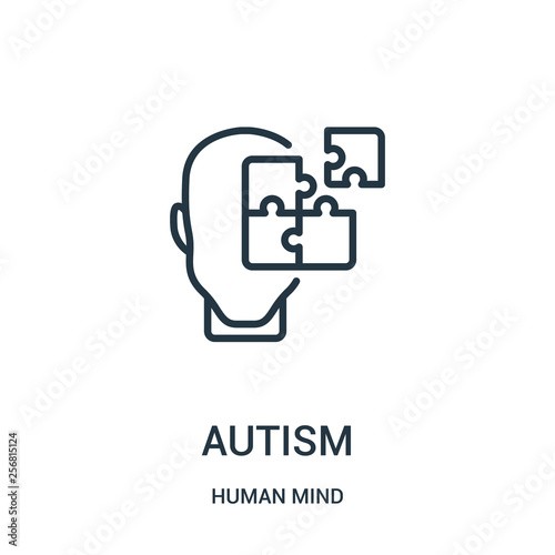 autism icon vector from human mind collection. Thin line autism outline icon vector illustration. Linear symbol for use on web and mobile apps, logo, print media.