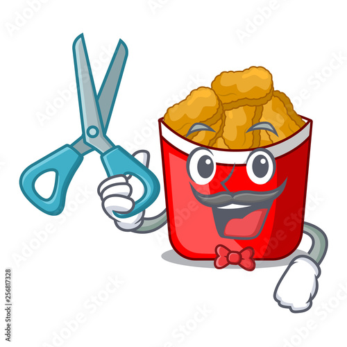 Barber chicken nuggets isolated with the character