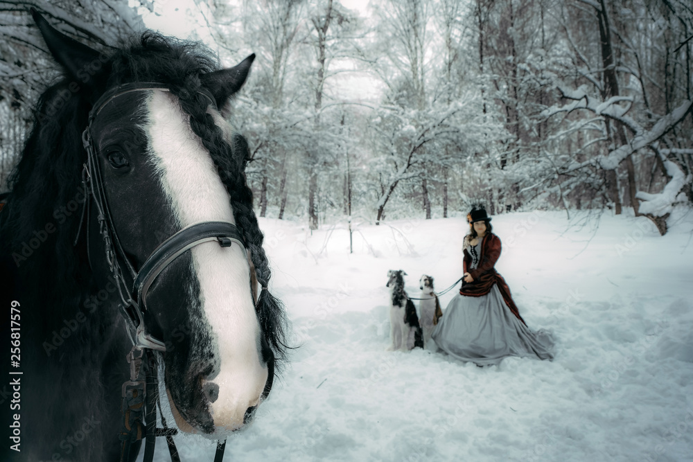 royal hunting in the winter forest