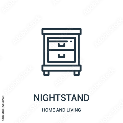 nightstand icon vector from home and living collection. Thin line nightstand outline icon vector illustration. Linear symbol for use on web and mobile apps, logo, print media.