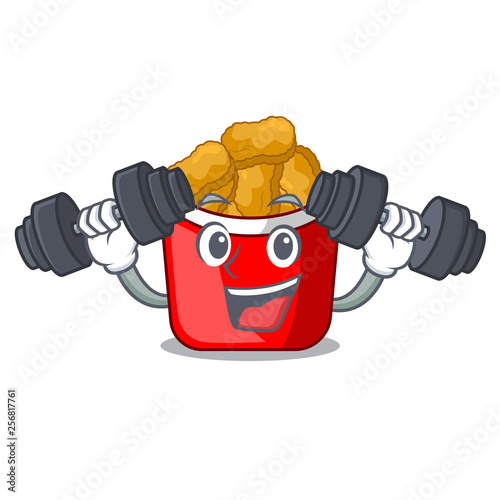 Fitness chicken nuggets isolated with the character