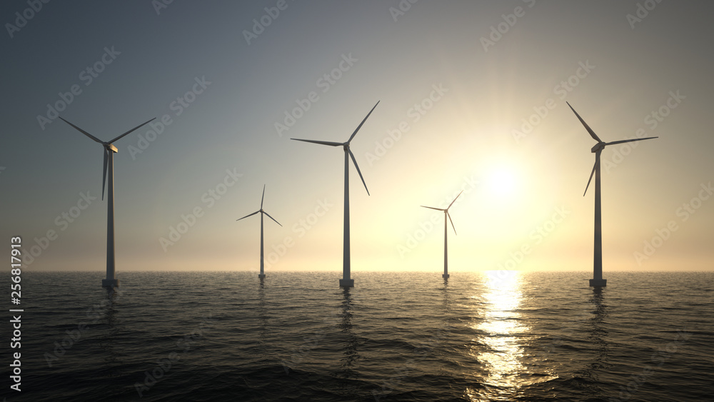 Wind turbines on sea